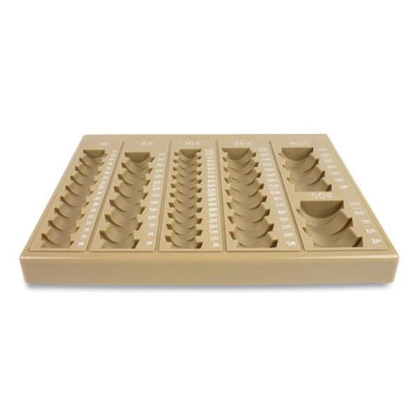 Compasion 7.75 x 10 x 1.5 in. Plastic 6 Compartments Denominations Tray, Tan CO3215594 - main